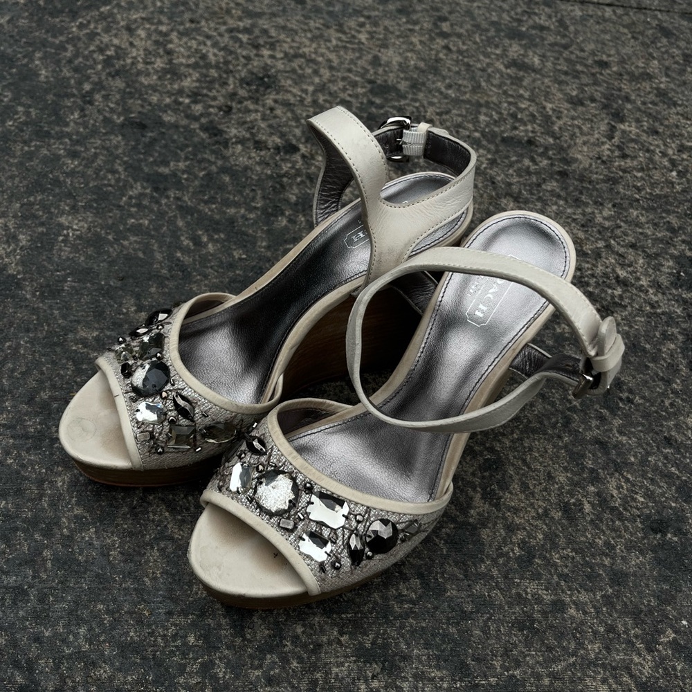 Coach Beige and Gray Wedge